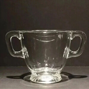 HEISEY‎ Cabochon 6091 Clear Glass Open Sugar Bowl 1950's - Fluoresces Vintage